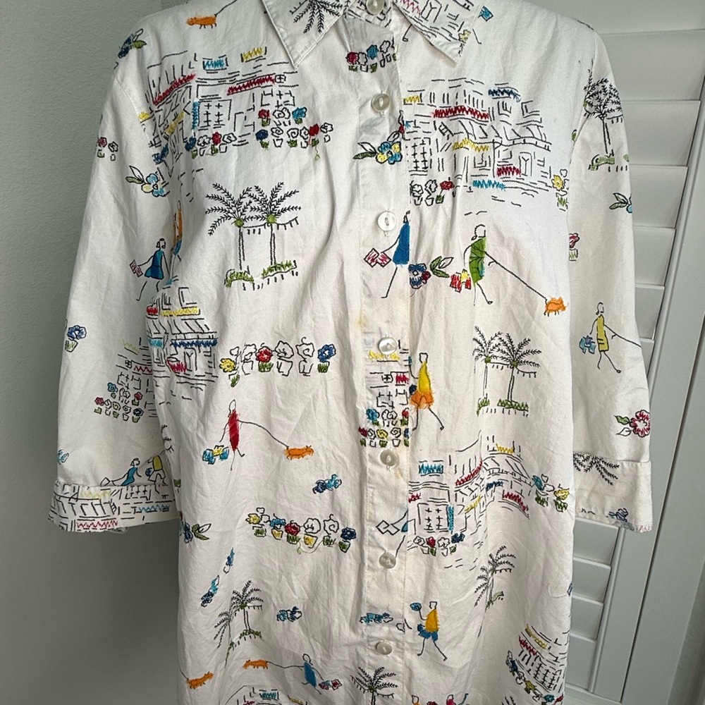 New directions Colorful Graphic Button-Up Shirt size 1X